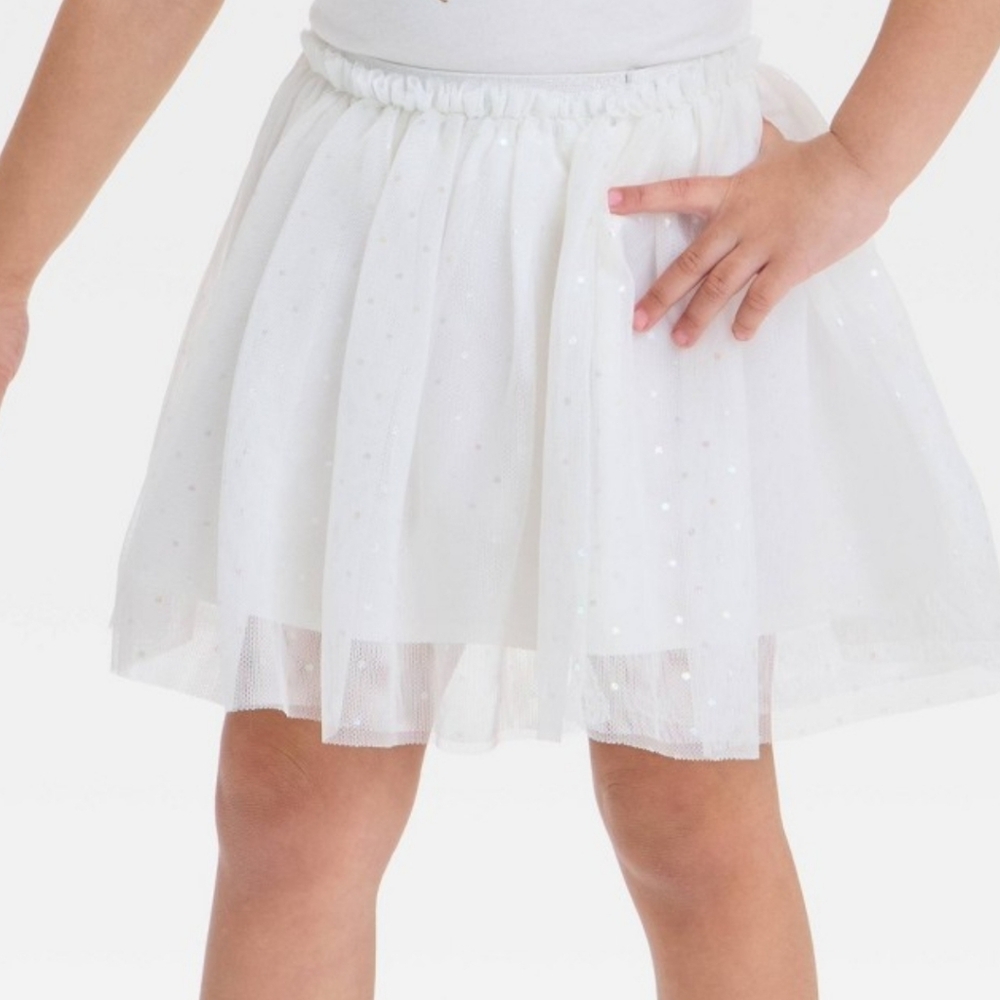 Cat & Jack Toddler Girls White Tulle Skirt Tutu Size 3T